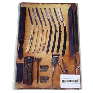 Barber Shop Vintage Vibe Metal Sign Decor Straight Blades Clippers Razors